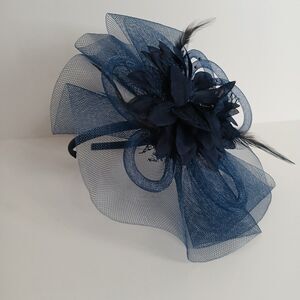 Women's Blue Fascinators Headband Hat Cocktail Party, Tea Party, Flower Feather